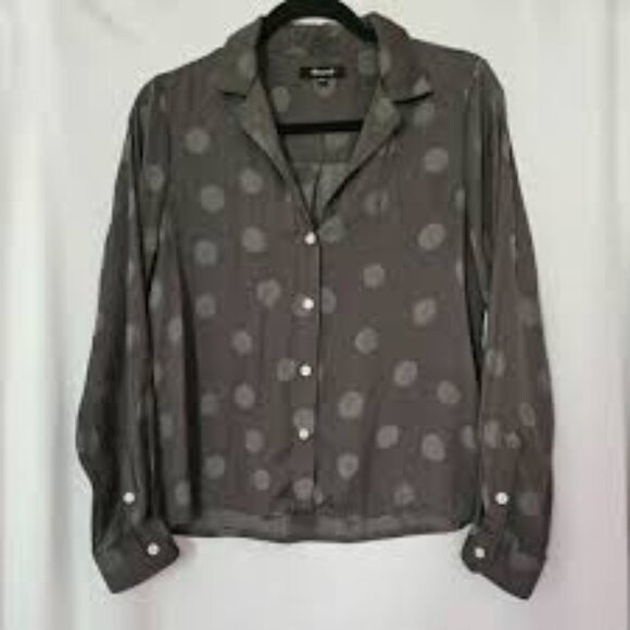 Madewell Tops - Madewell‎ Black Button Up Shirt Polka Dots Long Sleeve size Small